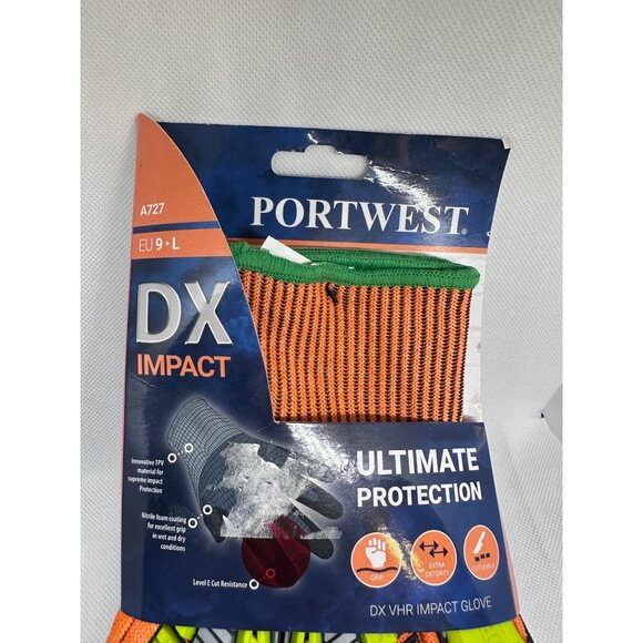 Portwest DX VHR Impact Gloves EU 9 L Orange Green Black Ultimate Protection Cut - Picture 3 of 10